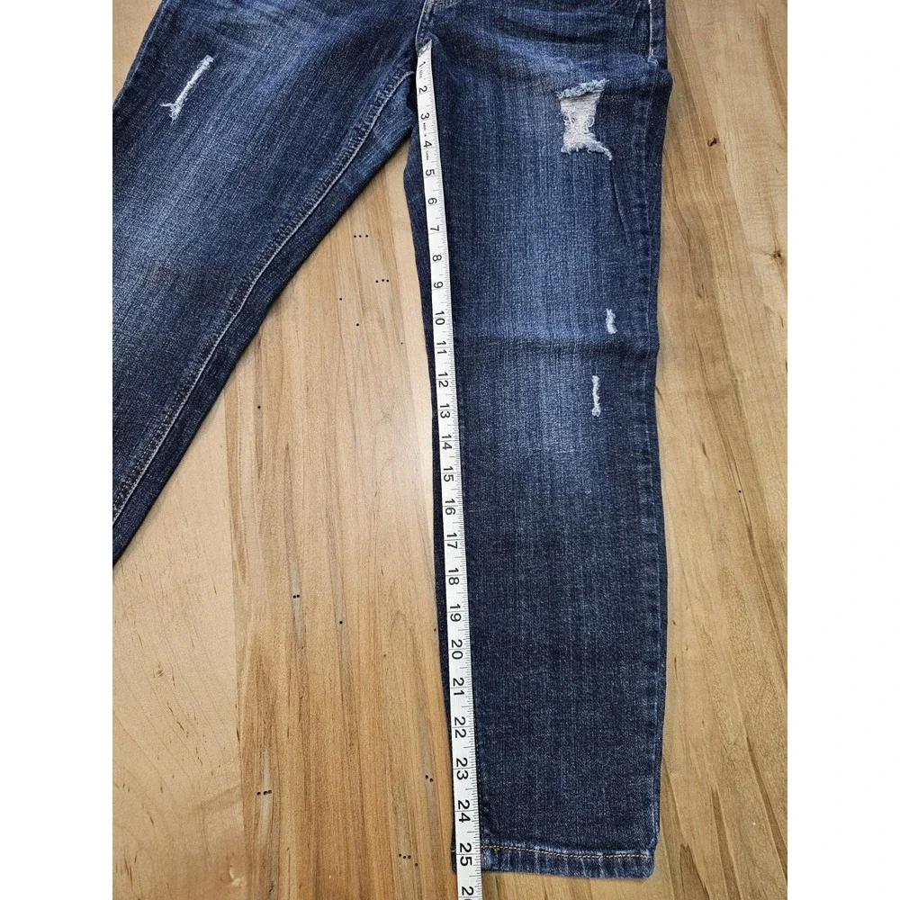 Eunina Women's Mid Rise Destructed Skinny Jeans‎ Size 30 Distressed Dark Wash - Picture 3 of 9